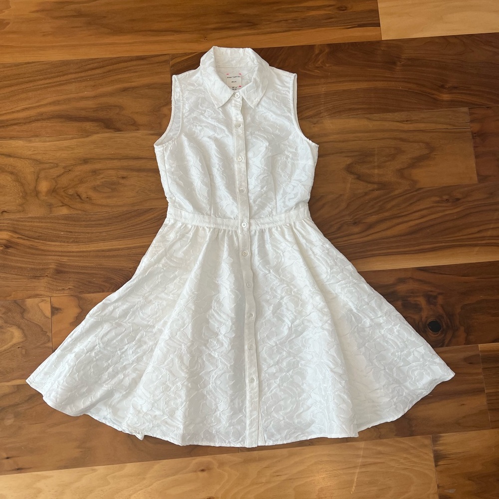 Pink Tartan jacquard sleeveless shirt dress